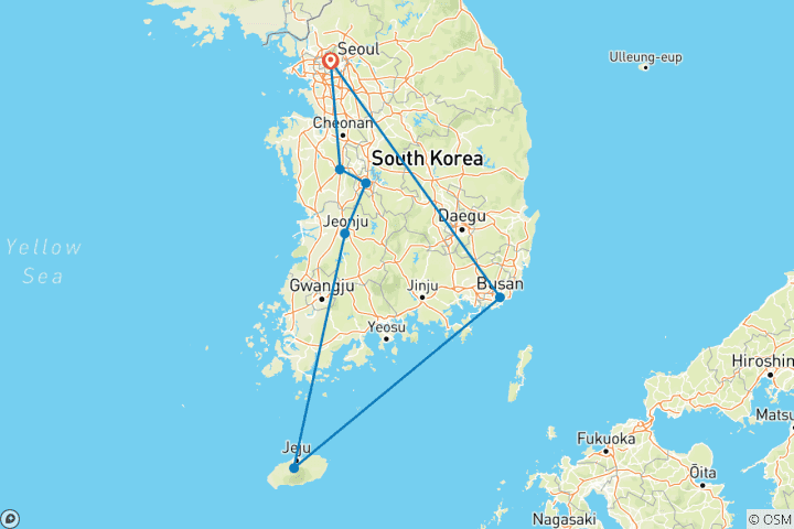Carte du circuit Circuit personnalisé de 9 jours en Corée à Busan, avec départ quotidien, guide et voiture privés