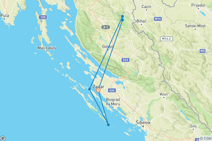 Map of Magical Zadar & the Lakes, Family Retreat