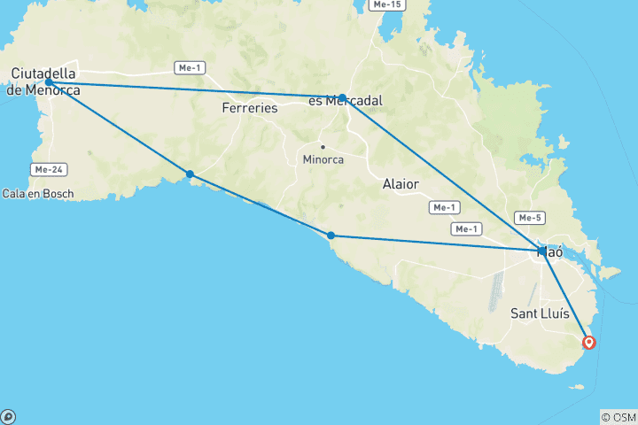 Carte du circuit Les saveurs de Minorque