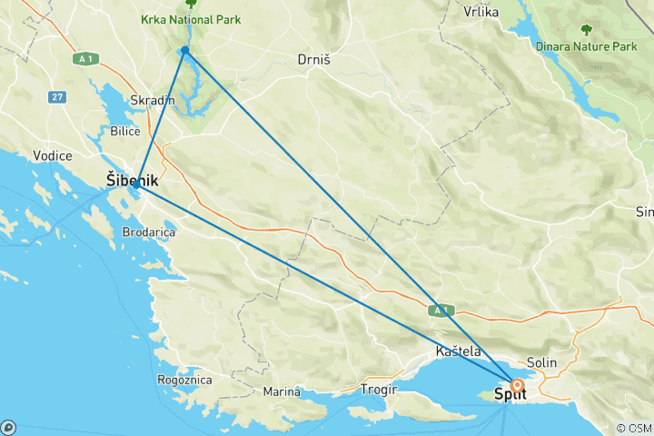 Carte du circuit Découverte du parc national de Krka