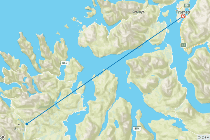 Kaart van Legenden van het Noorden: de Tromsø & Senja Expeditie