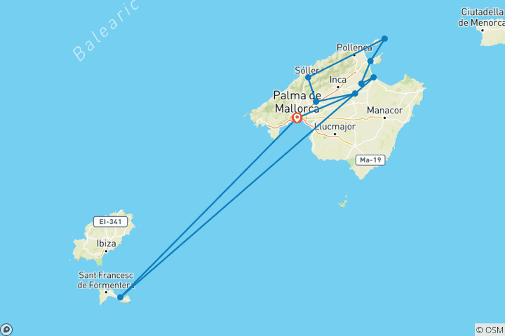 Carte du circuit Les plus beaux endroits de Majorque