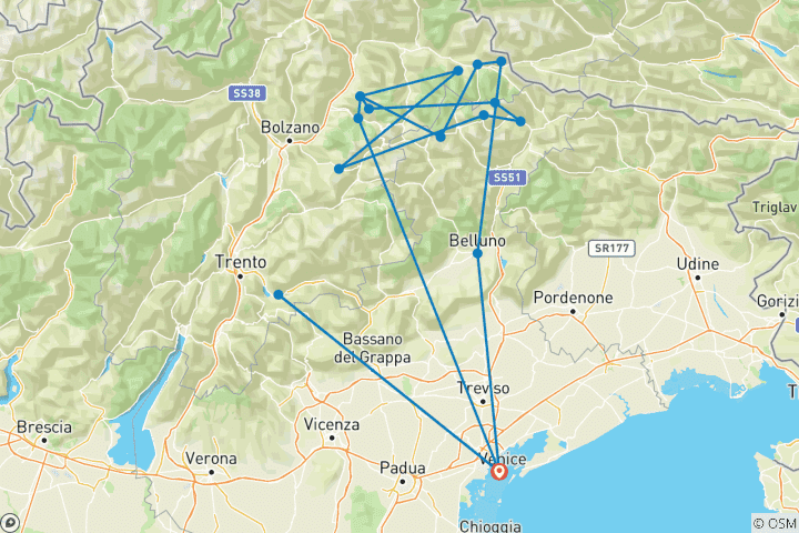 Map of The ultimate adventure in the Dolomites