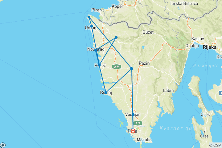 Map of Istria - the wine route