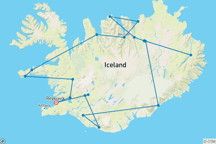 Map of Premium Iceland (38 destinations)