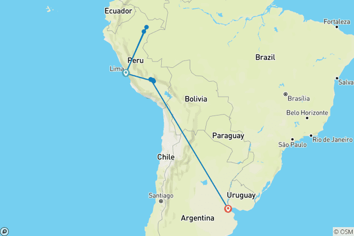 Map of Antarctic Voyage with Peru and Amazon Cruise Lima → Buenos Aires (2027)