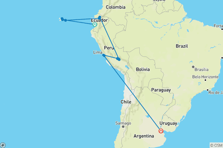 Map of Antarctic Voyage with Galápagos and Peru Guayaquil to Buenos Aires 2027 (2027)