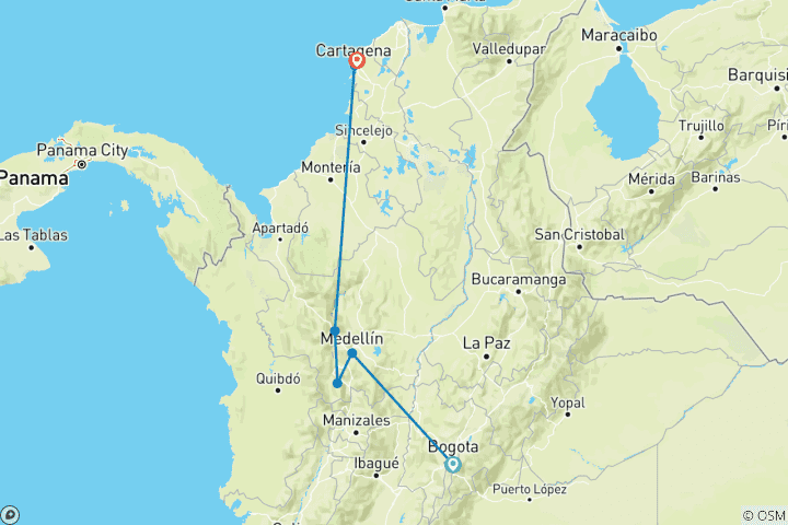 Carte du circuit Les hauts lieux de la Colombie Deluxe