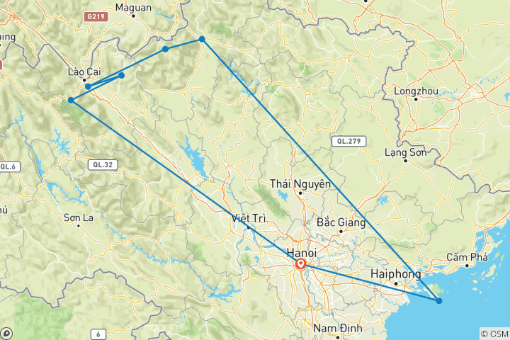 Map of Hiking in Northern Vietnam