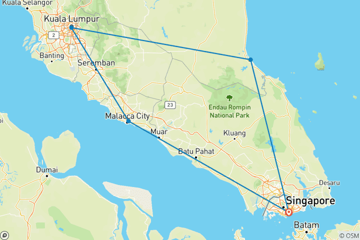 Carte du circuit Découvrir la Malaisie occidentale
