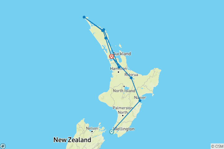 Map of New Zealand's Northern Gems (Small Group, 2027/2028)