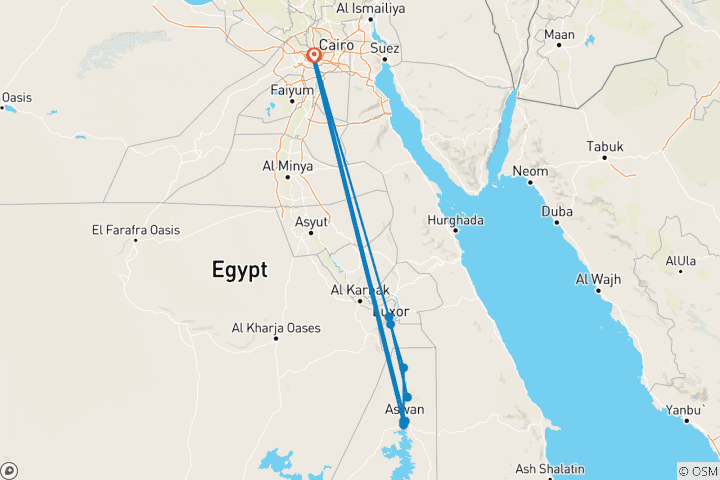 Kaart van Hoogtepunten van Egypte tijdens een Nijlcruise