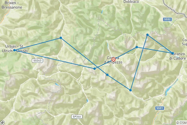 Map of Premium Walking & Hiking in the Italian Dolomites