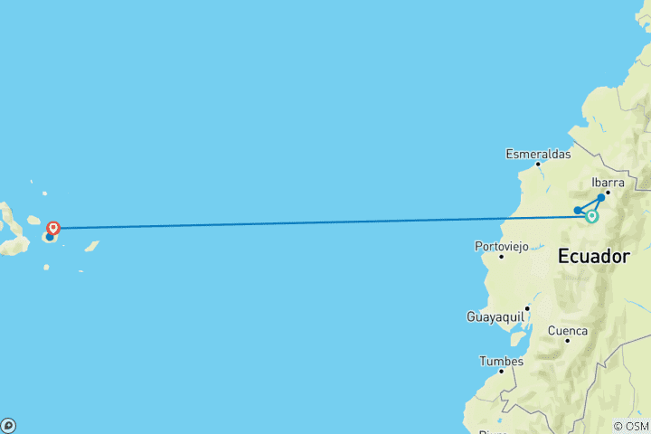 Map of Ecuador's Solo Female Traveler Group Tour