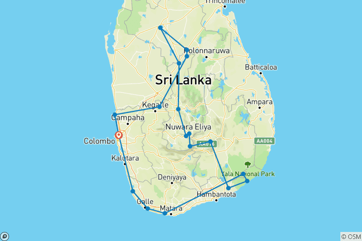 Map of Explore Sri Lanka Solo