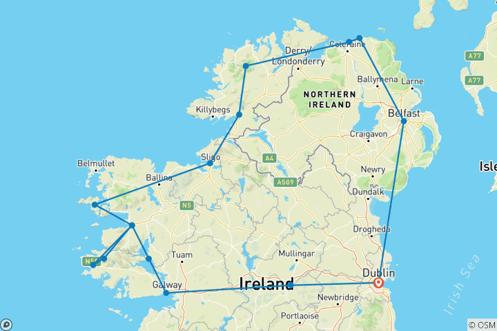 Map of Belfast, Galway, Northern Ireland & Atlantic Coast Small-Group Tour - 5 Days