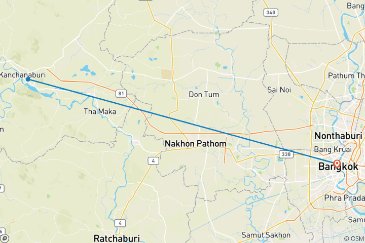 Map of 5 Days Exploring Bangkok, Kanchanaburi & Ayutthaya: Culture & Charm