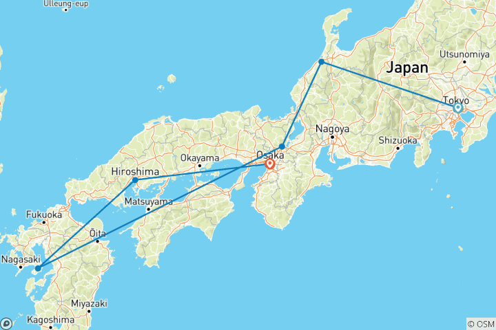 Carte du circuit Essentiel Japon (6 destinations)