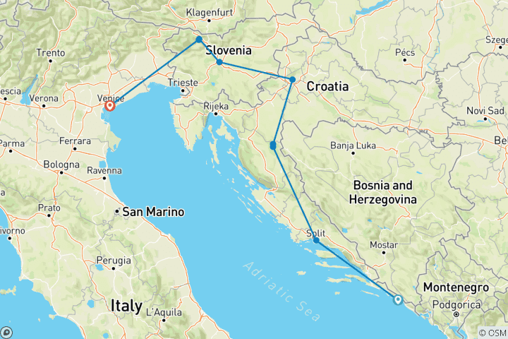 Carte du circuit De Dubrovnik à Venise