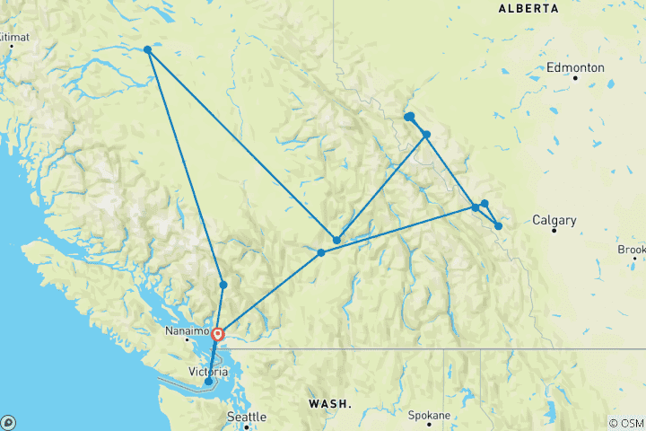 Map of Icons of Western Canada & Alaskan Cruise 2026