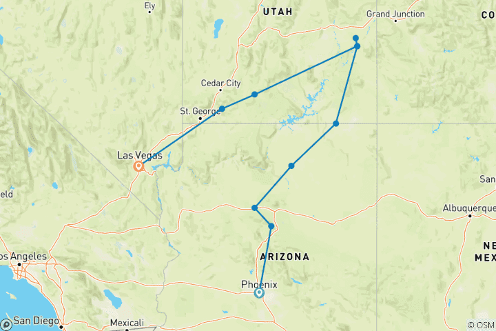 Map of The Grand Canyon & Utah's Mighty Five