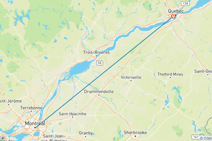 Carte du circuit L'hiver à Montréal et au Québec