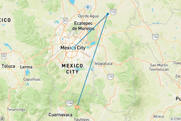 Carte du circuit Fête des morts au Mexique - 5 jours