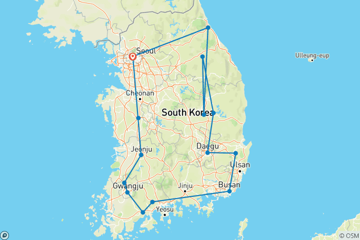 Map of Classic South Korea - 7 days