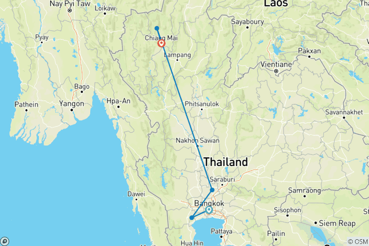 Carte du circuit Trekking à Chiang Mai - 9 jours