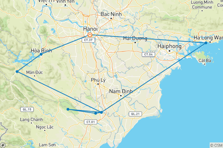 Karte von Radfahren in Nordvietnam - 9 Tage