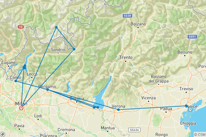 Carte du circuit Lacs d'Italie et Bernina Express : Circuit en petit groupe