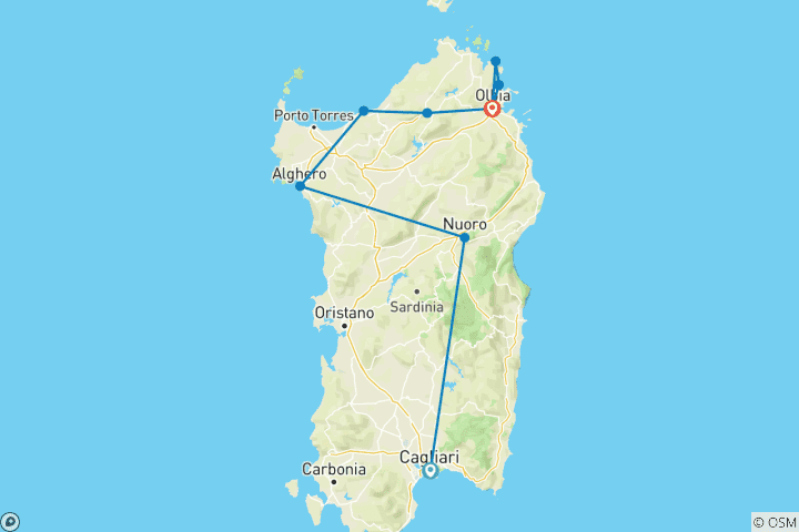 Map of Sardinian Splendours: A 7-Day Small Group Tour