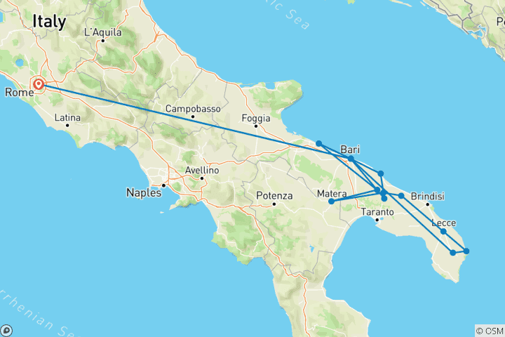 Carte du circuit Découverte de Rome et des Pouilles : Expérience en petit groupe