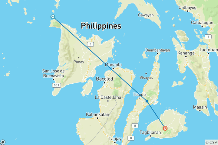 Map of 7 Days Classic Philippines With Boracay Small Group Tour (Max 8)