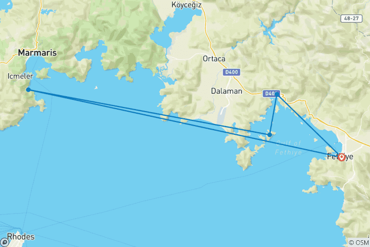 Map of Wonders and Waves Gulet Tour