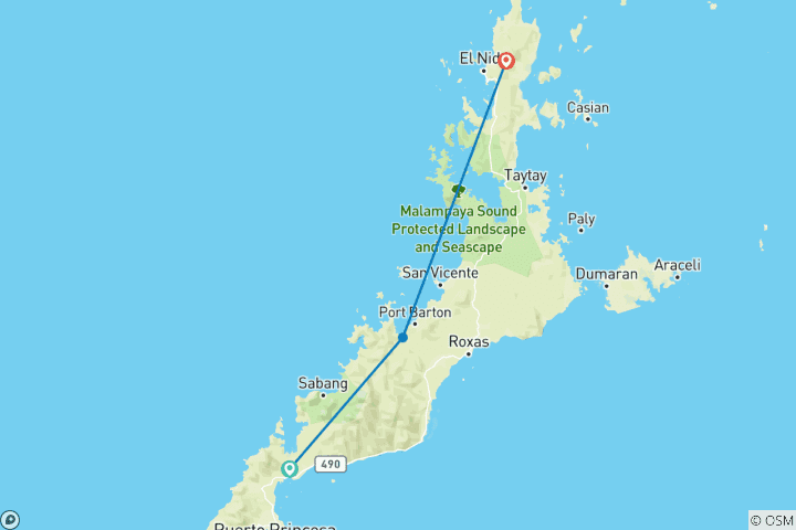 Carte du circuit 9 jours - Circuit panoramique de Palawan en petit groupe (max. 8)
