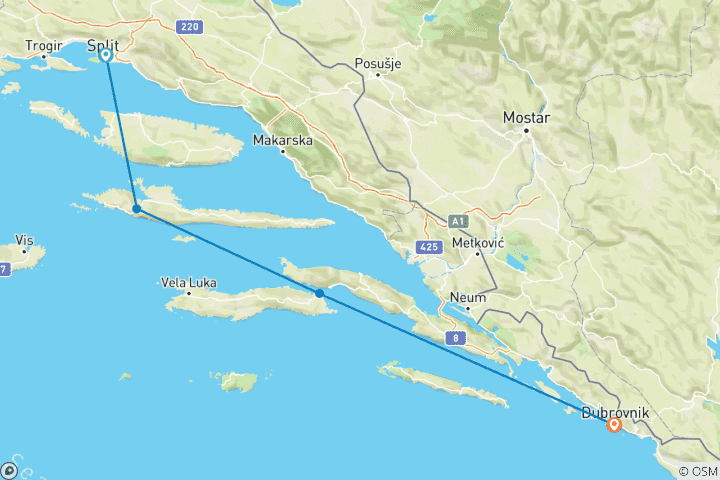 Map of Island Hopping 2026: Dalmatia - from Split