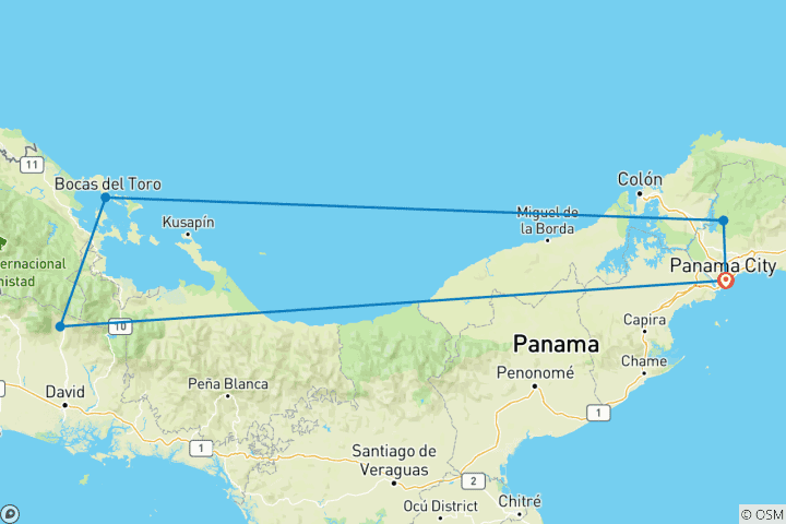 Carte du circuit Circuit de 8 jours à Panama City, plages et montagnes