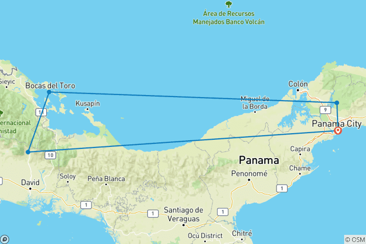 Carte du circuit Circuit de 8 jours à Panama City, plages et montagnes