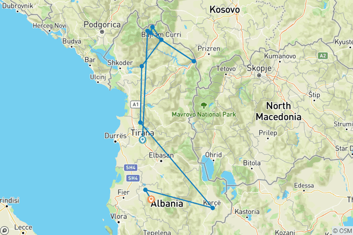 Map of Walking in Albania (2026)
