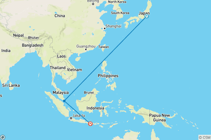 Carte du circuit Japon, Singapour & Bali : des super-arbres aux rêves de jungle