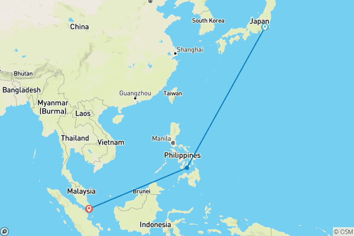 Carte du circuit Japon, Philippines & Singapour : les super-arbres rencontrent les rêves de plage
