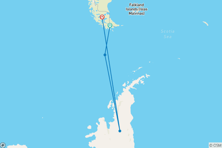 Carte du circuit Antarctica Air Cruise Express