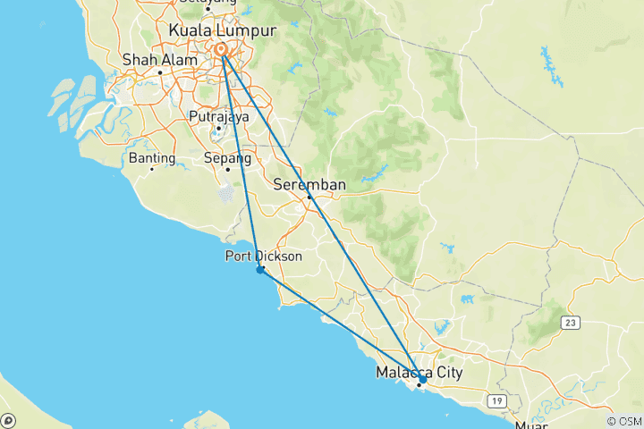Map of 5 Days Through Malaysia: Experience KL, Malacca & Port Dickson