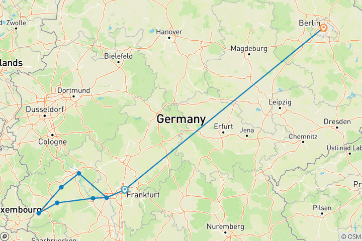 Carte du circuit Le Rhin et la Moselle légendaires et Berlin