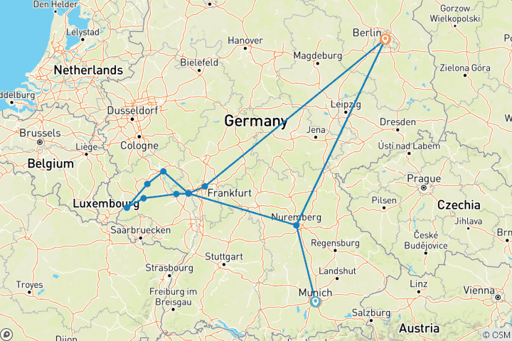 Carte du circuit Les points forts de l'Allemagne et les légendaires Rhin et Moselle 2027