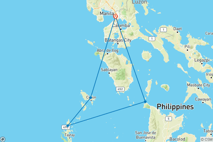 Carte du circuit 10 jours de lune de miel aux Philippines