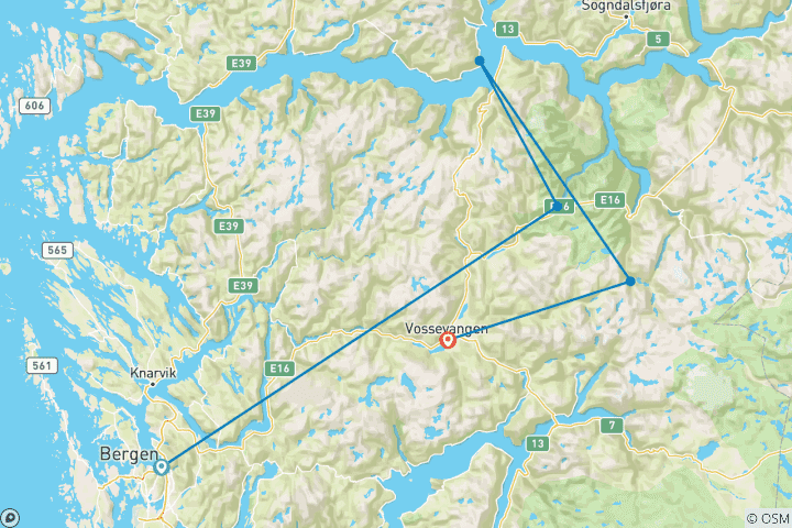 Carte du circuit Marcher dans les Fjords (2026)