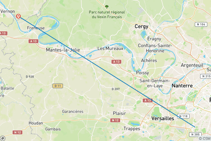 Carte du circuit Week-end au château et au jardin de Monet -