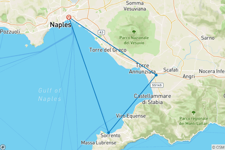 Map of Pompeii, Sorrento & the Bay of Naples - Pompeii